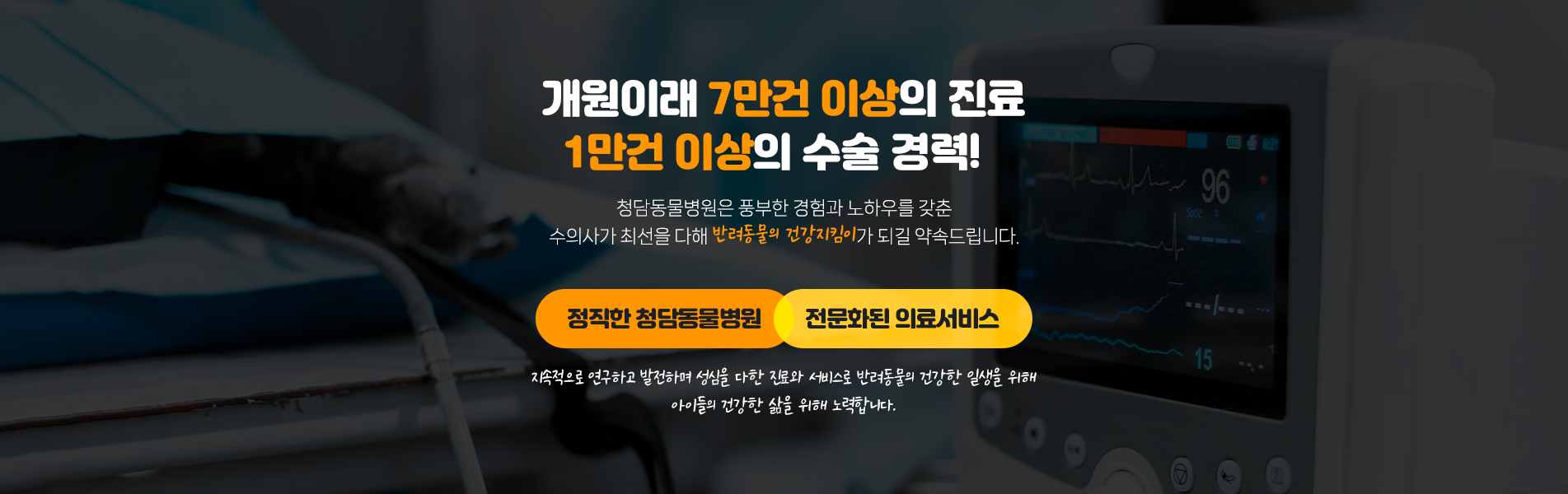 개원이래 7만원 이상의 진료, 1만건 이상의 수술 경력 